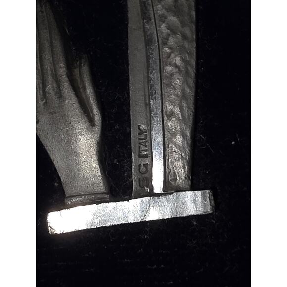 Vtg Sacred Heart Pewter Mary Marked Italy Cobalt Blue Easel Display Religious - Picture 2 of 6